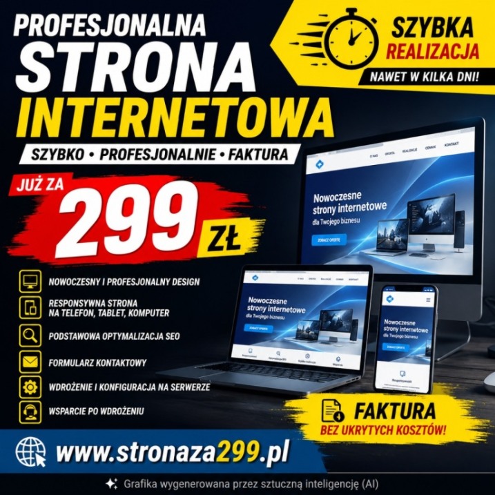 Strony internetowe , 299 zł, kompletna strona