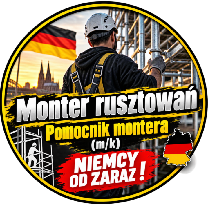 Monter rusztowań / Pomocnik montera (m/k) Niemcy od zaraz