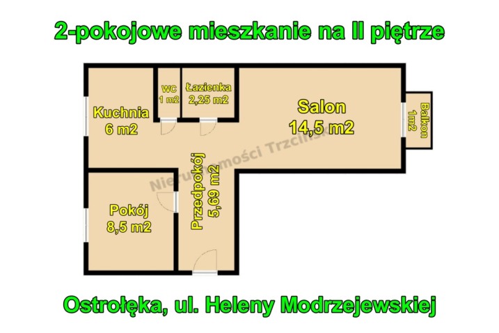 2-pokojowe mieszkanie | II piętro | ul. Modrzejewskiej