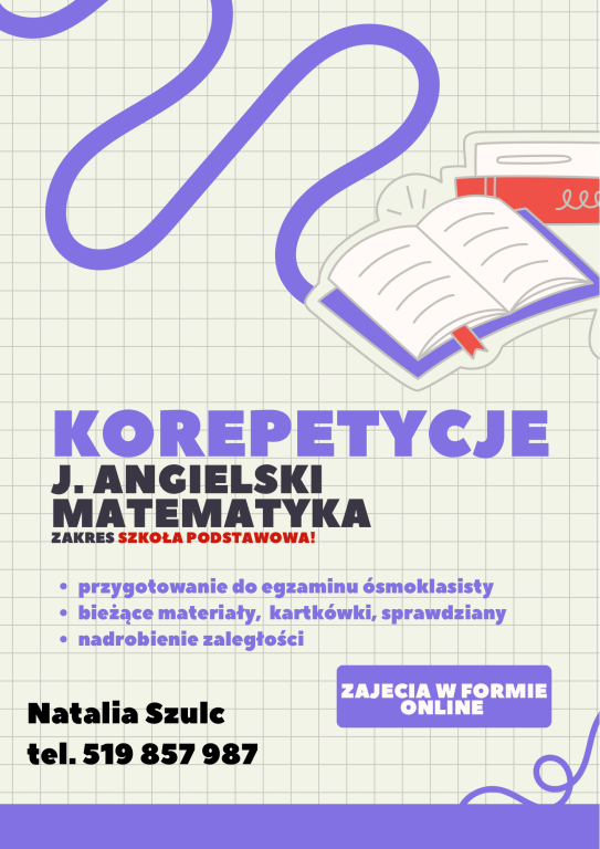 KOREPETYCJE ON-LINE matematyka, j.angielski