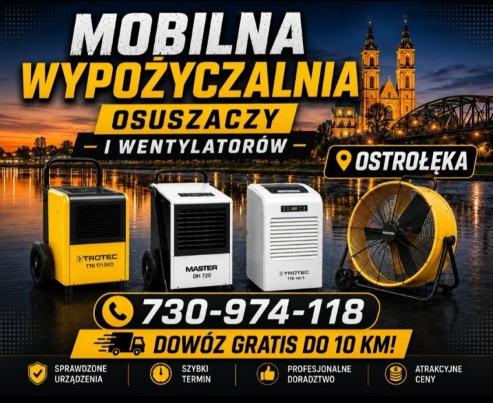 Wynajem osuszaczy budowlanych
