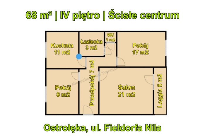 68 m² | loggia | IV piętro | ścisłe centrum Ostrołęki