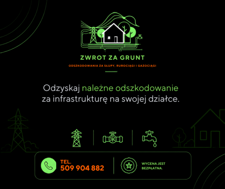 Masz na działce słup, rurociąg lub gazociąg? Należy Ci się rekompensata nawet 50000 zł!