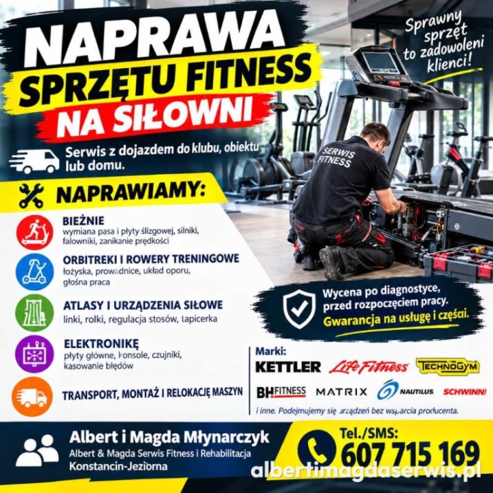 Serwis Siłowni Ostrołęka SPRZĘTU FITNESS i REHABILITACYJNEGO SERWIS MOBILNY - DOJAZD DO KLIENTA
