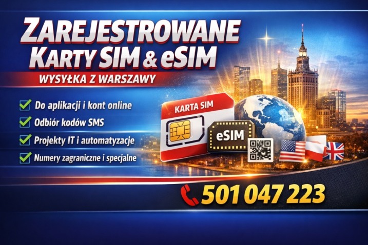 Zarejestrowane karty SIM/eSIM – Ostrołęka, Warszawa i okolice – szybka aktywacja, PROMOCJA