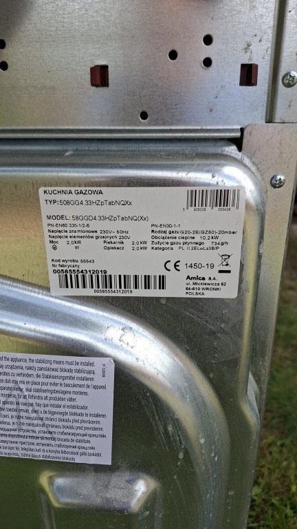 Kuchnia gazowa AMICA