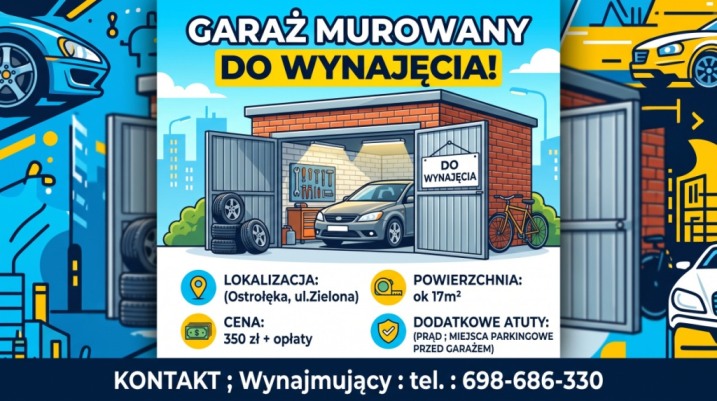- WYNAJMĘ GARAŻ MUROWANY 17m2 + prąd | ul. Zielona -