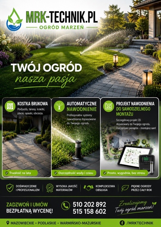 KOSTKA BRUKOWA • OGRODY • NAWODNIENIE OGRODU
