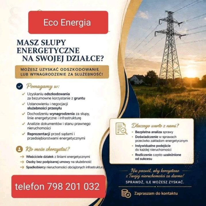 Sprawdz swoje prawo do odszkodowania za słupy energetyczne /