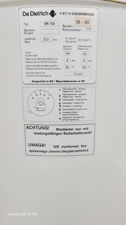 SPRZEDAM PODGRZEWACZ WODY DE DIETRICH SR100