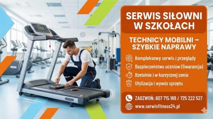 Serwis siłowni w szkołach | Technicy Mobilni | Remonty maszyn i sprzętu sportowego