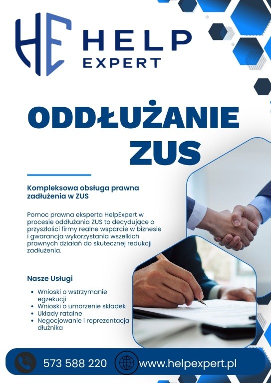 ODDŁUŻANIE ZUS RATY ODROCZENIE WNIOSKI O UMORZENIE ZALEGŁOŚCI HELPEXPERT