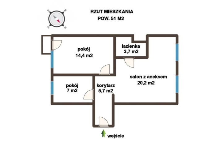 3-pokojowe mieszkanie 51 m² 11. piętro - Ostrołęka
