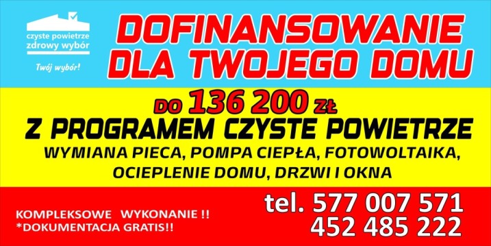 DOFINANSOWANIA Z RZĄDOWEGO PROGRAMU CZYSTE POWIETRZE!!!