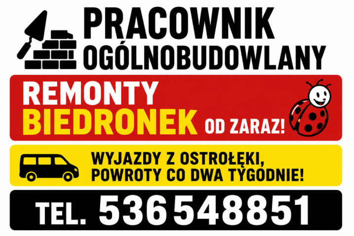 Pracownik ogólnobudowlany / Pomocnik budowlany /delegacje