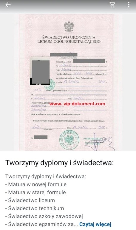 Kup świadectwo maturę dyplom polskie szkoły i uczelnie.