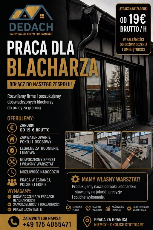PRACA DLA BLACHARZA - NIEMCY