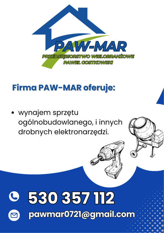 WYNAJEM sprzętu ogólnobudowlanego, ogrodniczego bez kaucji
