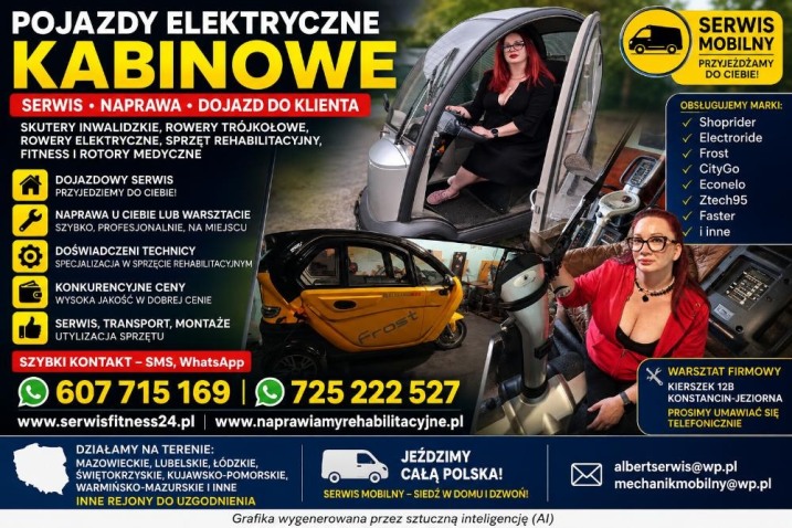 Serwis naprawa skuterów inwalidzkich SHOPRIDER, wózków, rotorów, MOBILNIE / POJAZDY ELEKTRYCZNE KABINOWE