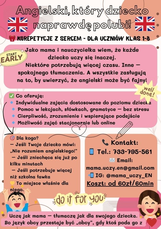 Korepetycje z angielskiego dla dzieci i młodzieży – ciepła atmosfera, skuteczna nauka!