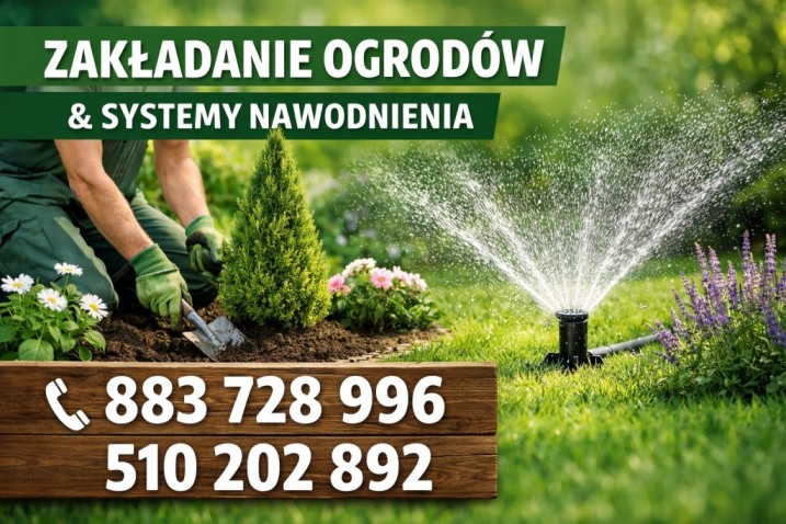 Zakładanie ogrodów, kostka brukowa, nasadzenia roślin, nawodnienie ogrodu