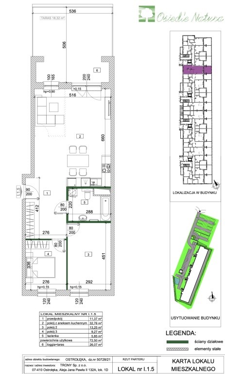 Mieszkanie 72,50m2 (z tarasem 26m2) na Osiedlu Natura