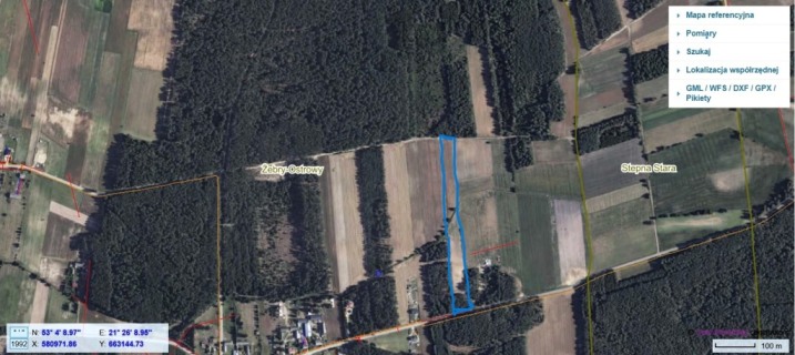 Żebry Ostrowy działka rolno - Leśna 1.32 ha