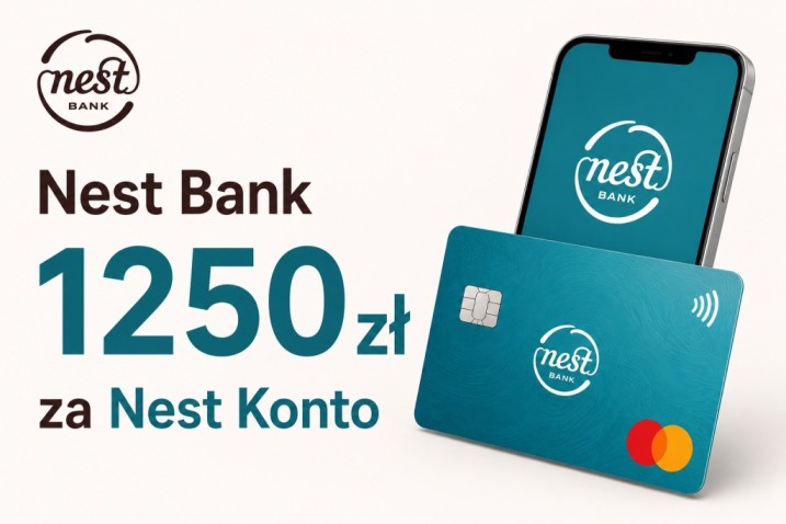 Konto Nest Bank – darmowe konto i premia do 1250 zł