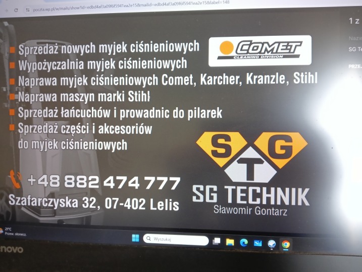 Serwis myjek ciśnieniowych COMET, Karcher ,Kranzle, Stihl, Ehrle