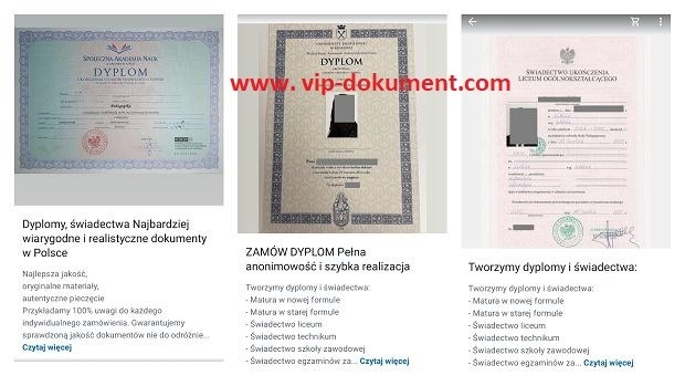 Oferujemy wykształcenie wyższe/średnie, dyplom, matura