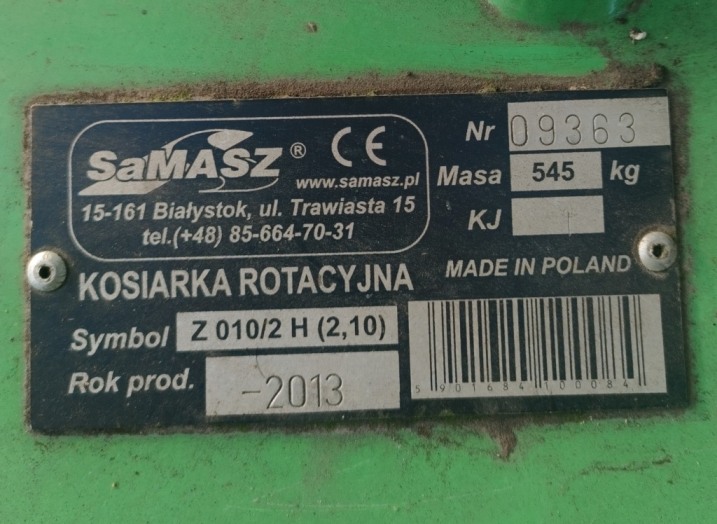 Sprzedam kosiarkę rotacyjną Samasz 2,10 m