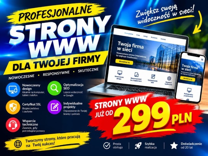 Strony internetowe , 299 zł, kompletna strona