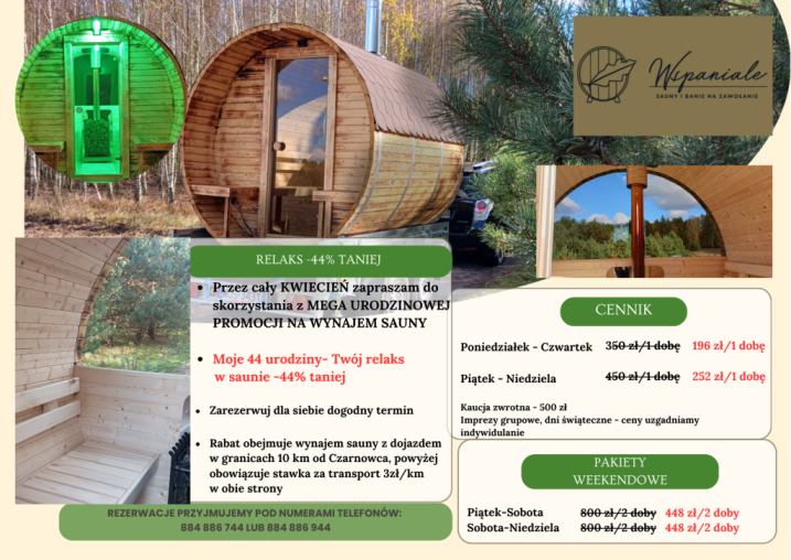 Mobilna sauna W SPAniale- URODZINOWY KWIECIEŃ -44% TANIEJ