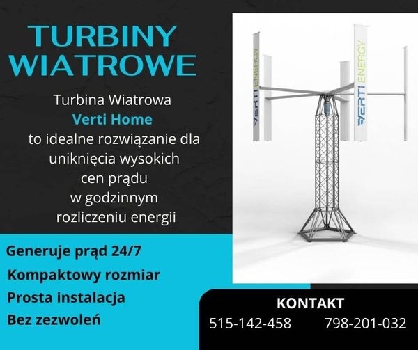 Turbiny wiatrowe , moce dobieramy wg zapotrzebowania zużycia energii