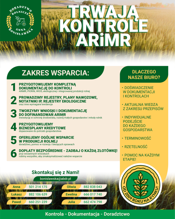Doradztwo rolnicze – ARiMR, kontrole, dopłaty, dofinansowania