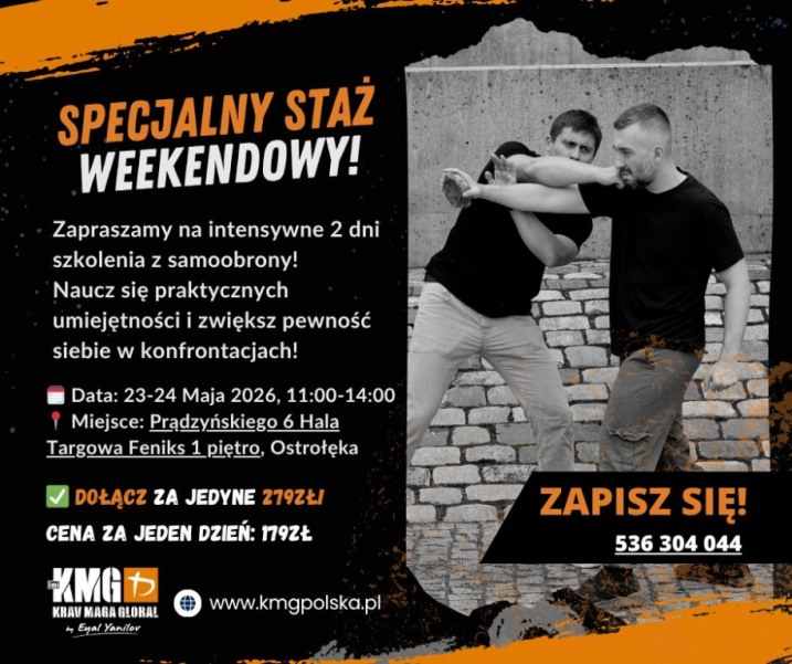 Wyjątkowy weekendowy staż samoobrony Krav Maga w Twoim mieście!