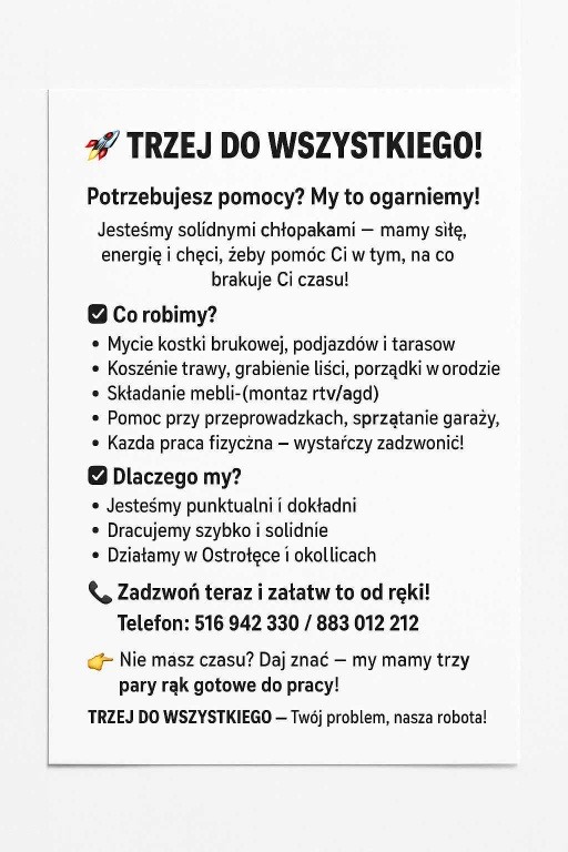 Mycie kostki, tarasów i wszelkie prace porządkowe