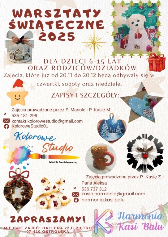 WARSZTATY ŚWIĄTECZNE 2025 w Kolorowym Studiu