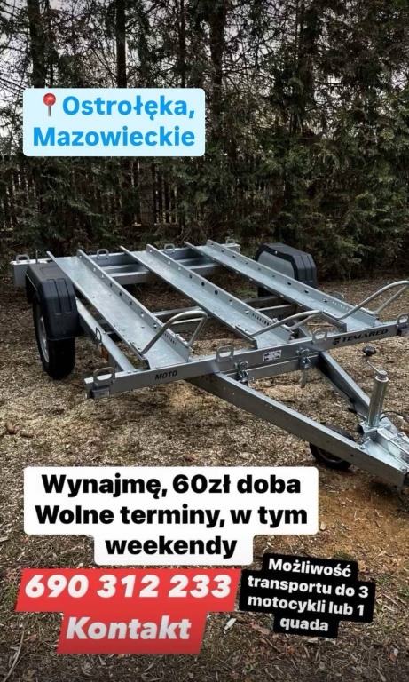 WYNAJMĘ Przyczepka motocyklowa do przewozu motocykli
