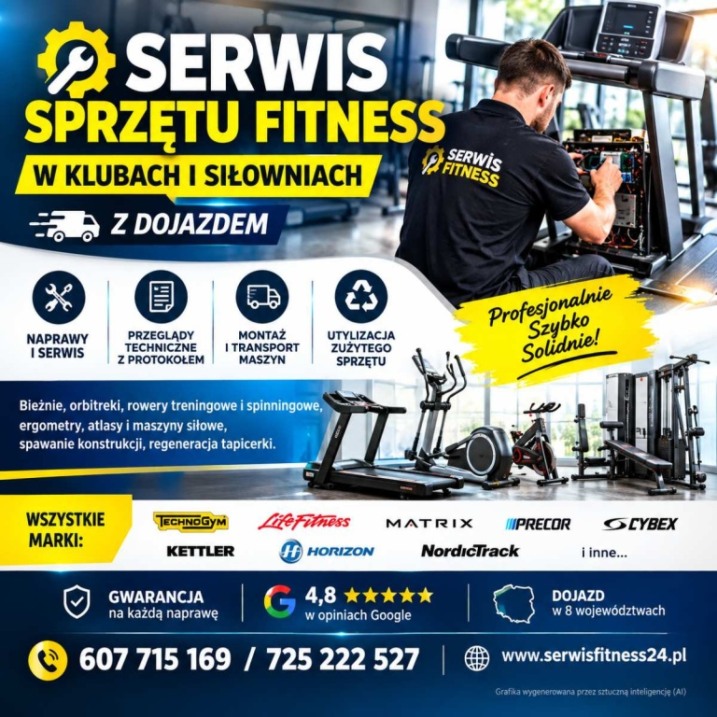 Pogotowie serwisowe dla klubów fitness - przyjeżdżamy do Was
