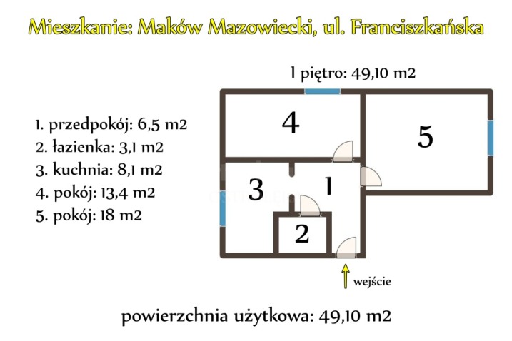 Maków Mazowiecki: 49,1 m2 na 1. piętrze