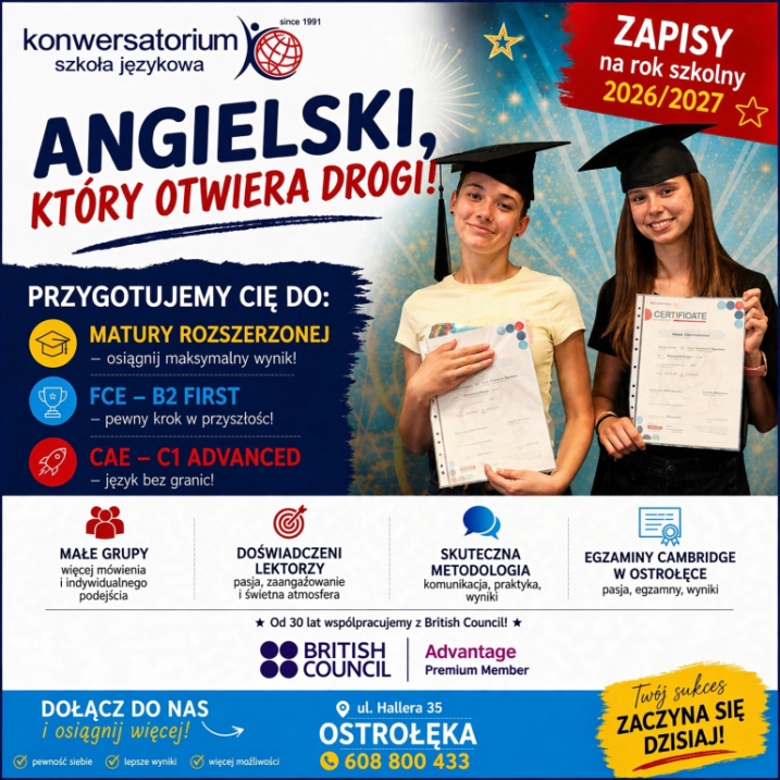 Kursy angielskiego w SJO KONWERSATORIUM w Ostrołęce