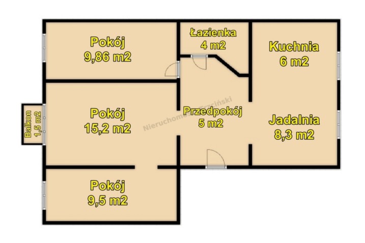 Mieszkanie 57,86 m² na III piętrze | Hallera